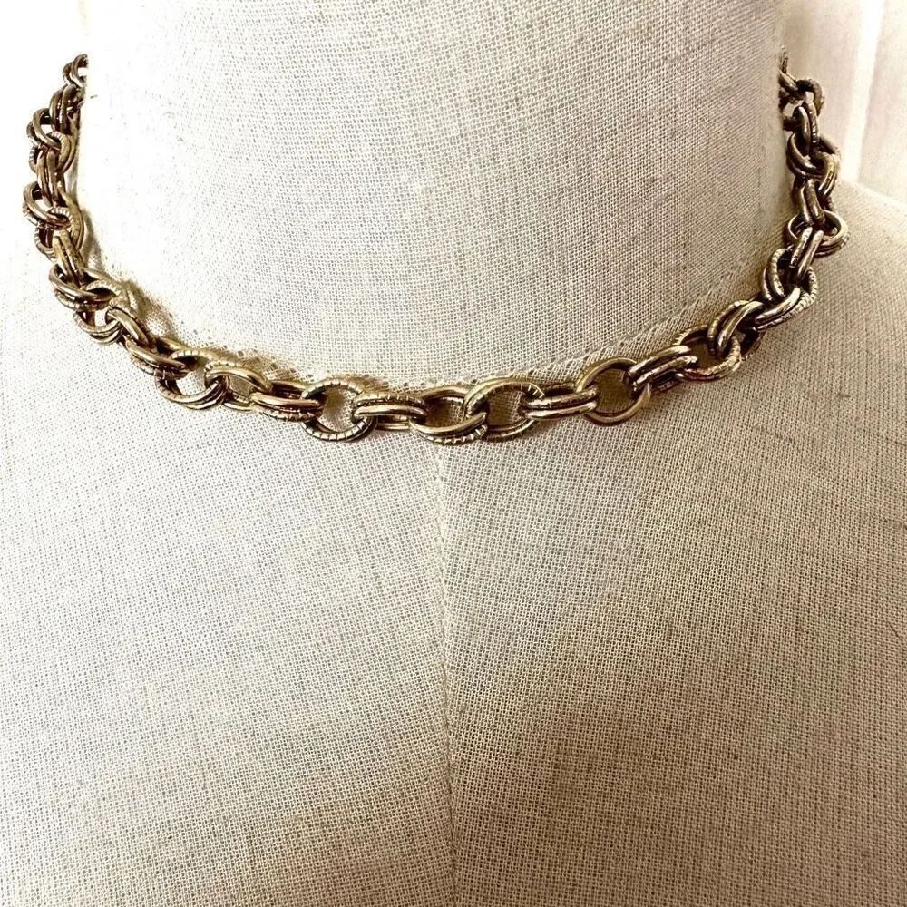 Vintage Rare Gold Tone RAU KLIKIT link chain choker necklace